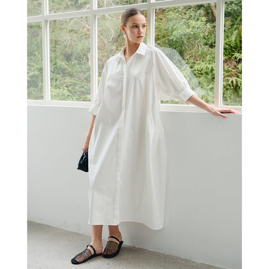 Breathable Lazy - Style Dress, Minimalist Casual Midi Shirt Dress