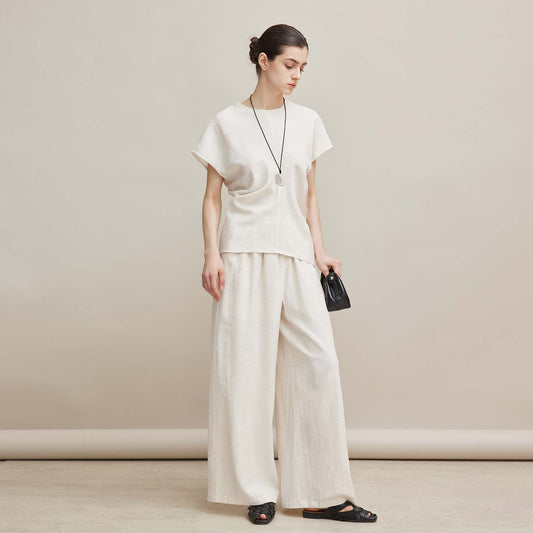 Short - Sleeve & Wide - Leg Pants Set,Loose Casual Two - Piece