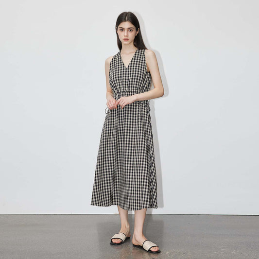 Waist - Cinching Midi Dress, Retro Casual Vacation - Style Outfit