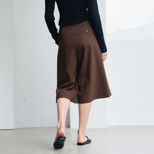 Black Pleated Midi Skirt, Flowy A - Line Skirt, Minimalist Office - Ready OL Umbrella Skirt