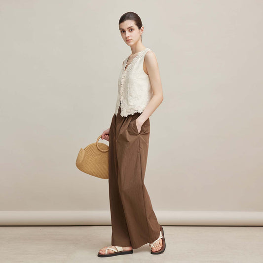 Beige Lace - Embroidered Sleeveless Vest,Retro Artistic Gilet