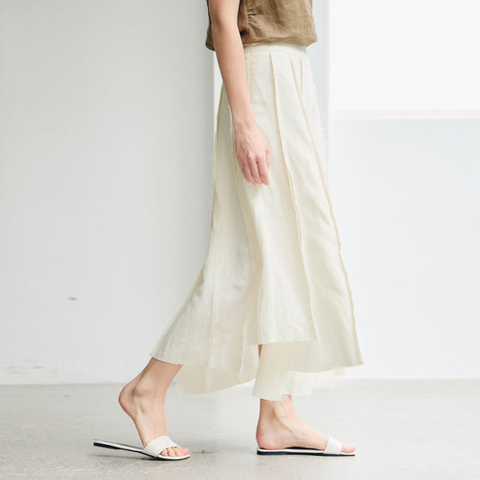 High - Waisted Flowy A - Line Long Skirt, French Minimalist Lazy - Style Umbrella Skirt