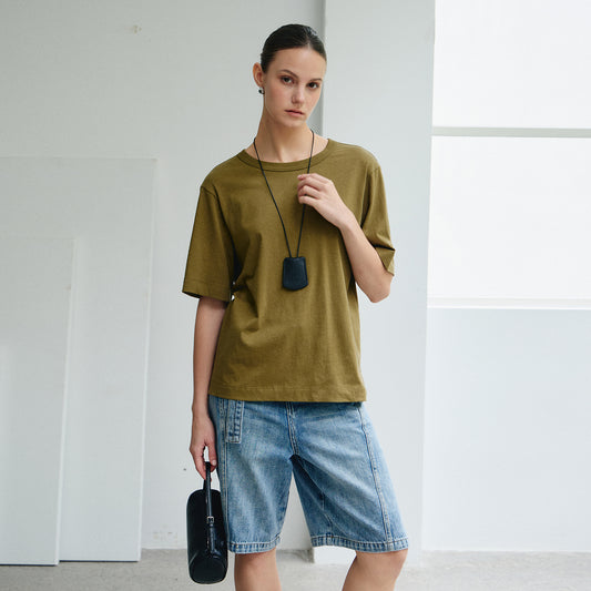 Vintage Pure Cotton Denim Shorts, Loose Straight - Leg 5 - Inch Pants