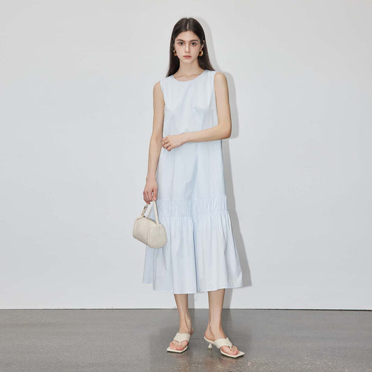 Simple Elegant Loose Midi Dress, Minimalist White Straight Dress