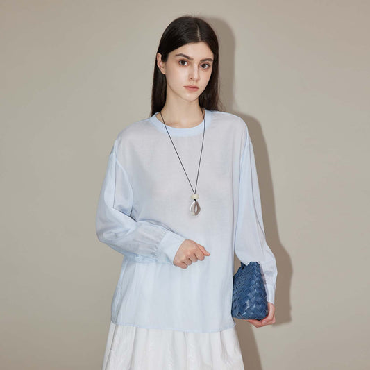 Loose Breathable Long - Sleeve Top, Casual Thin Cover - Up
