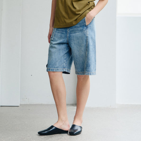 Vintage Pure Cotton Denim Shorts, Loose Straight - Leg 5 - Inch Pants