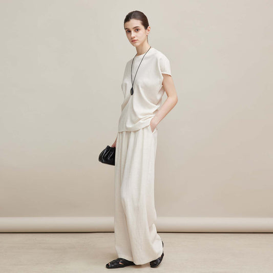 Short - Sleeve & Wide - Leg Pants Set,Loose Casual Two - Piece