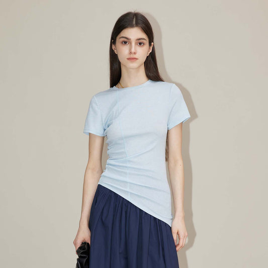 Slim - Fit Irregular - Cut Top, Breathable Tencel Basic Top