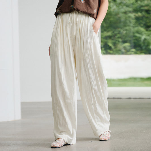 High - Waist Draped Wide - Leg Pants,Loose Lazy - Style Casual