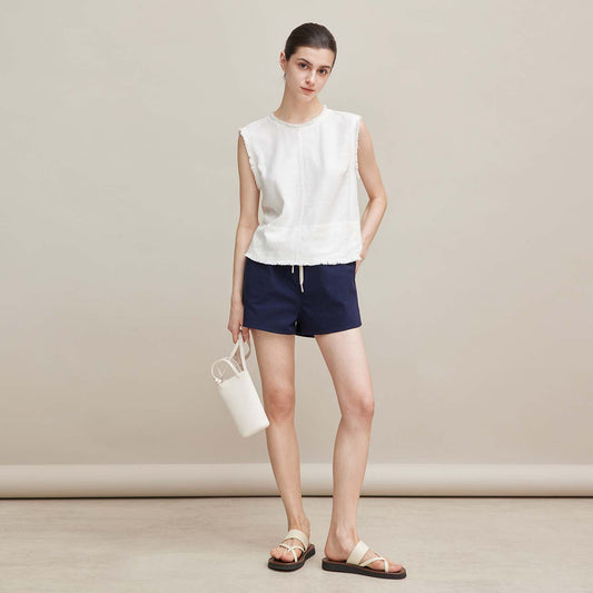 Navy Blue Drawstring Casual Shorts,Loose Comfortable Sporty Hot Pants