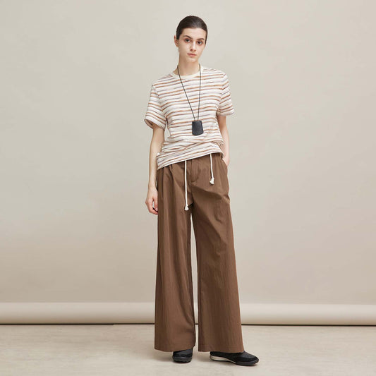 Cotton Wide - Leg Casual Pants,Thin Drawstring High - Waist Trousers, Breathable Cotton - Blend Loose Straight Pants