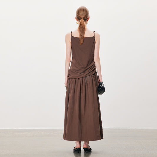 Ruched Cami Dress,Elegant Minimalist Long Dress