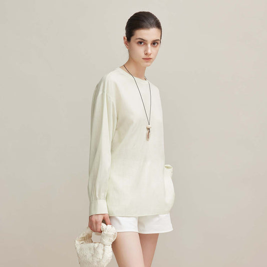 Loose Breathable Long - Sleeve Top, Casual Thin Cover - Up