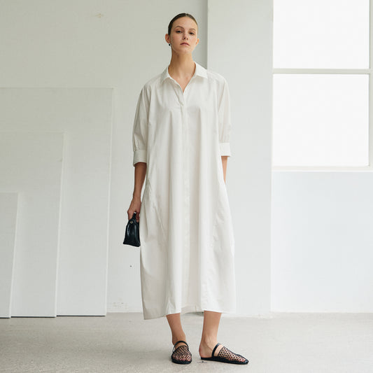 Breathable Lazy - Style Dress, Minimalist Casual Midi Shirt Dress