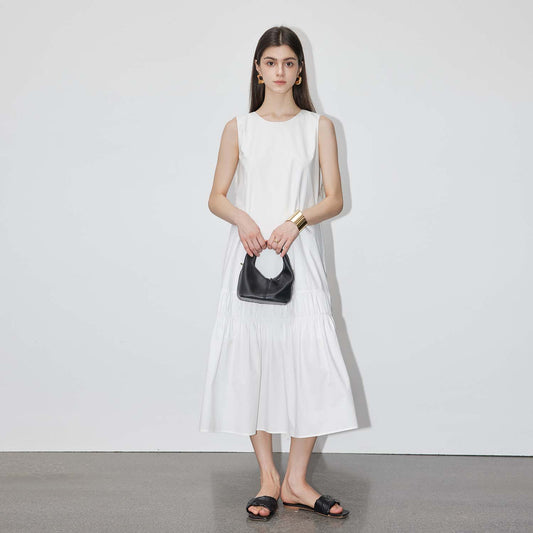Simple Elegant Loose Midi Dress, Minimalist White Straight Dress