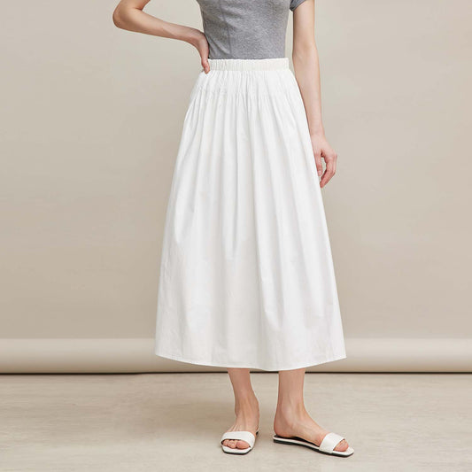 Loose Midi Skirt, Breathable Pure Cotton Umbrella Skirt