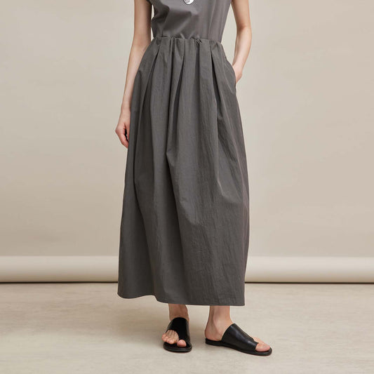 High - Waist Flared Midi Skirt,Casual Cotton - Blend Long Skirt, Versatile Hip - Hiding A - Line Skirt