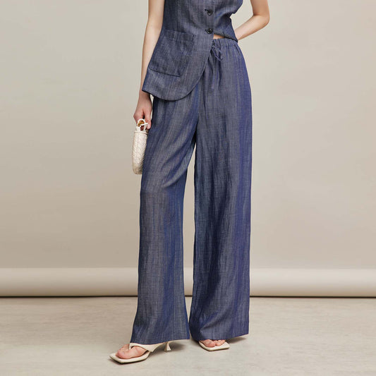 Sleeveless Waist - Cinching Office Three - Piece Set,Fashion Wide - Leg Pants, Shorts & Vest Outfit