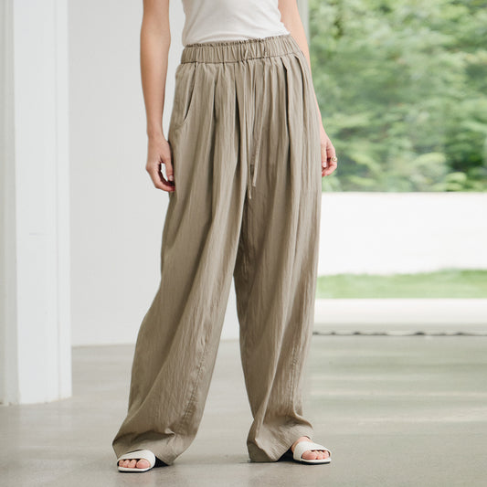 High - Waist Draped Wide - Leg Pants,Loose Lazy - Style Casual