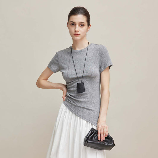 Slim - Fit Irregular - Cut Top, Breathable Tencel Basic Top