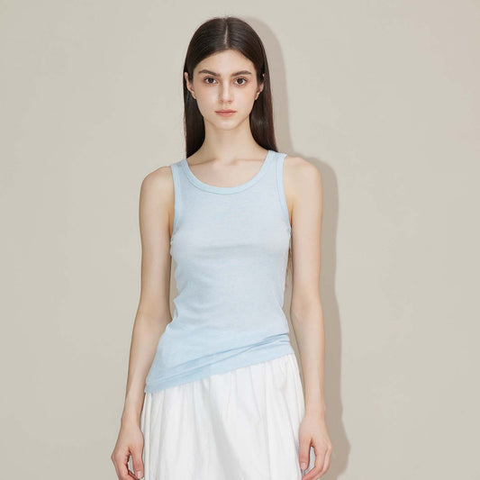 Sleeveless Ribbed Tank Top,Slim - Fit Basic Innerwear, Versatile Essential Vest