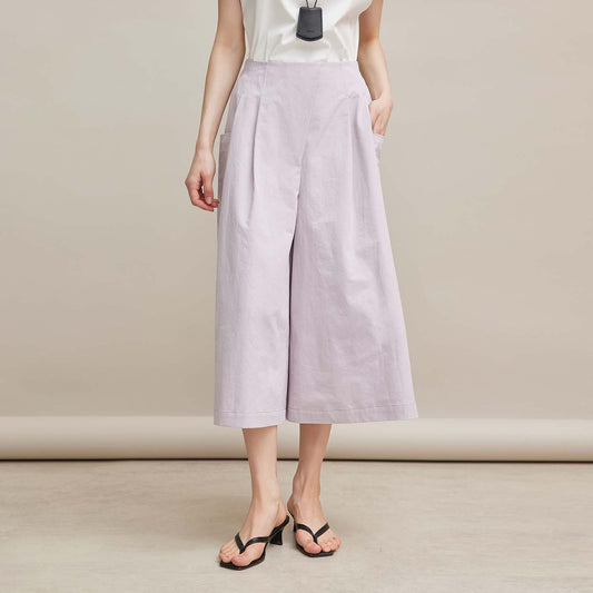 Cotton Wide - Leg Cropped Pants,Casual Loose Pure Cotton Trousers
