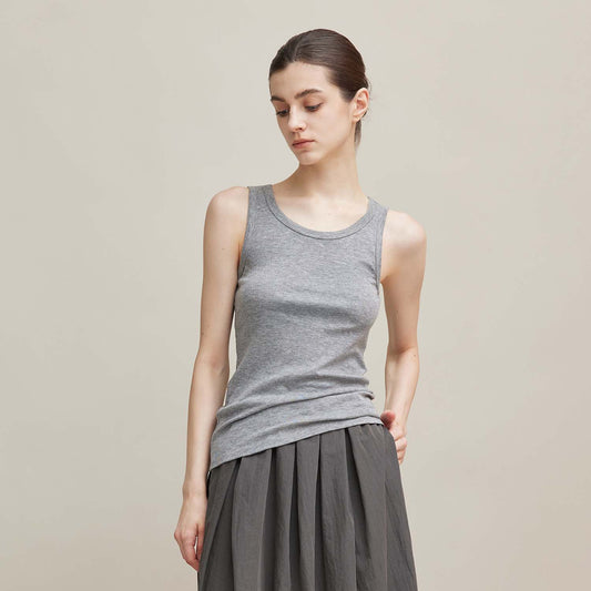 Sleeveless Ribbed Tank Top,Slim - Fit Basic Innerwear, Versatile Essential Vest